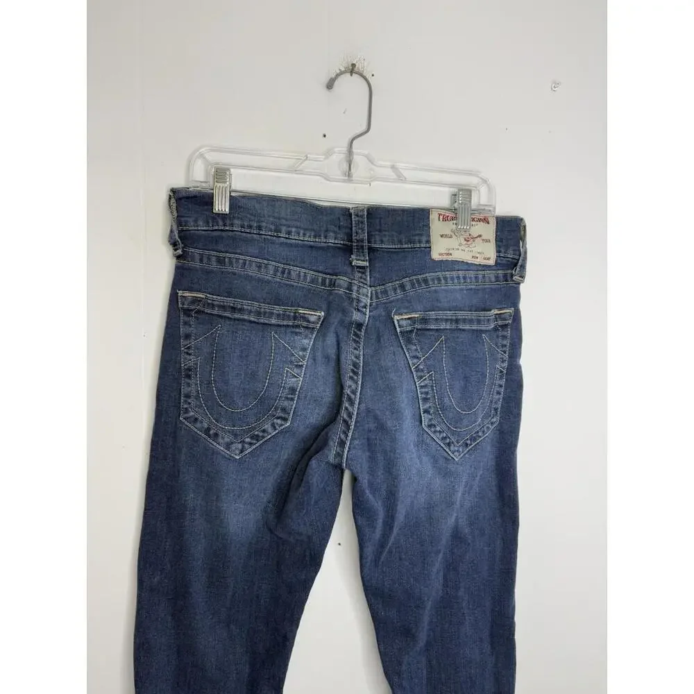 True Religion Jeans Mens 29 X 32 Ricky Relaxed Straight Dark Western Horseshoe